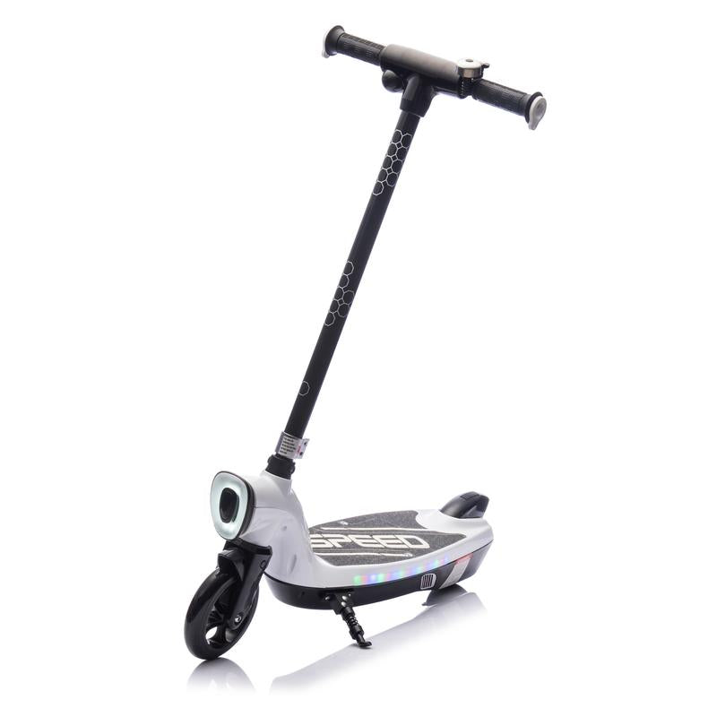 Kids Ride on Electric Scooter with Kickstand,Scooter Bell,Faster Speed and Longer Usage Time,Rear Brake,Wider Pedal,Non-Slip Handle,Colorful LED Lights,5.59-6.84 MPH for Kids 6+.