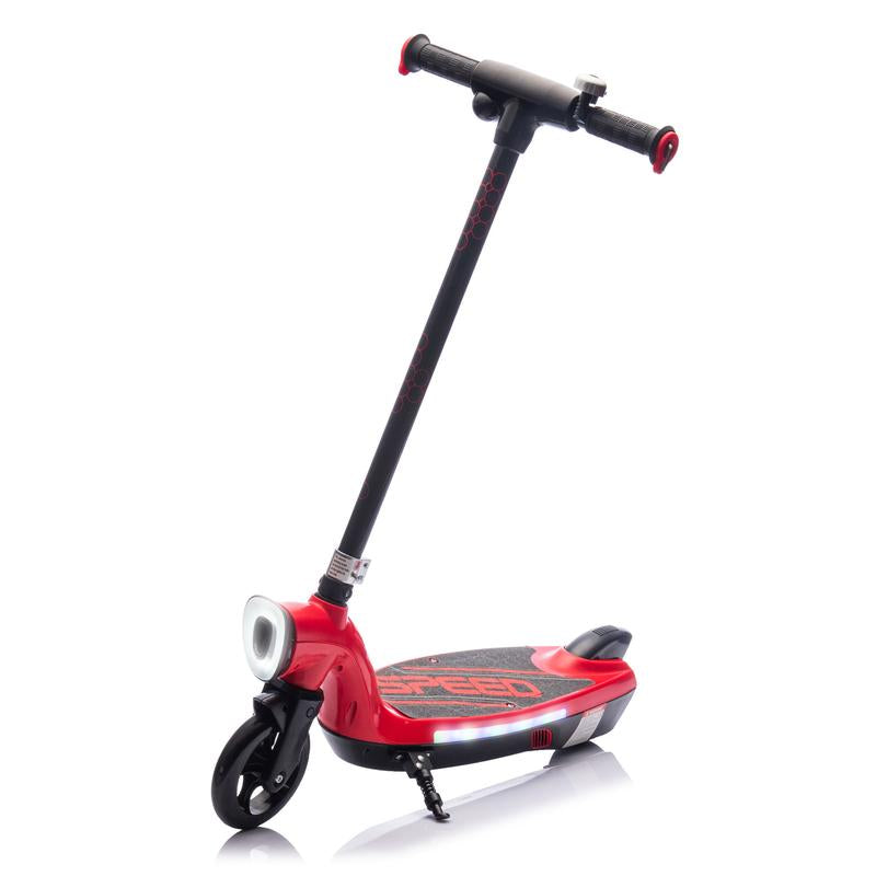 Kids Ride on Electric Scooter with Kickstand,Scooter Bell,Faster Speed and Longer Usage Time,Rear Brake,Wider Pedal,Non-Slip Handle,Colorful LED Lights,5.59-6.84 MPH for Kids 6+.
