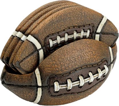 Football Coasters Set: Includes 4 Football Coasters and Holder. Vintage Sports Home Decor.