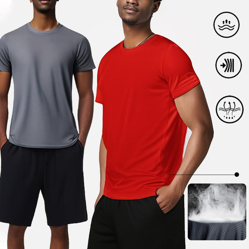 5-Piece Men'S Tops Sports Short Sleeve round Neck T-Shirts - Breathable Quick-Dry Activewear for Daily Casual, Outdoor Activities Menswear
