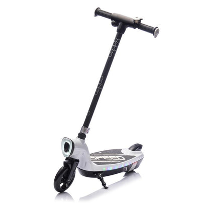 Kids Ride on Electric Scooter with Kickstand,Scooter Bell,Faster Speed and Longer Usage Time,Rear Brake,Wider Pedal,Non-Slip Handle,Colorful LED Lights,5.59-6.84 MPH for Kids 6+.
