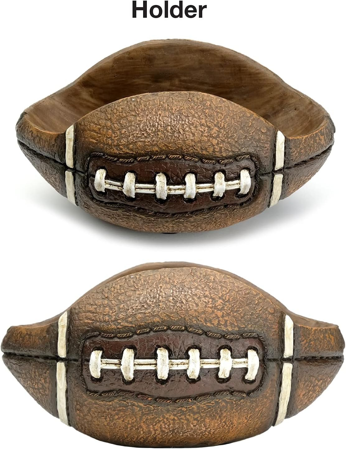 Football Coasters Set: Includes 4 Football Coasters and Holder. Vintage Sports Home Decor.