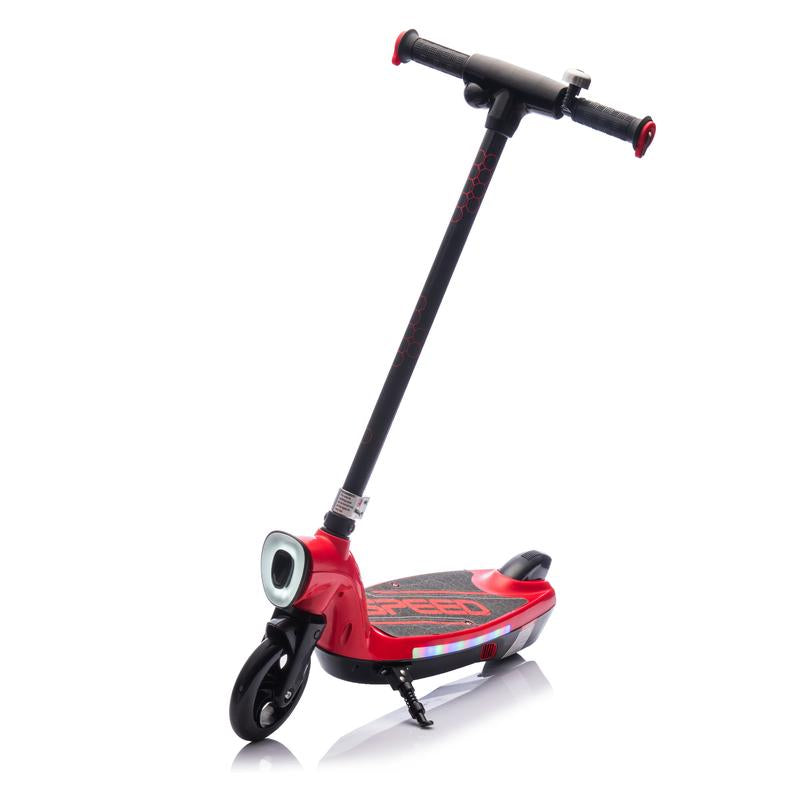 Kids Ride on Electric Scooter with Kickstand,Scooter Bell,Faster Speed and Longer Usage Time,Rear Brake,Wider Pedal,Non-Slip Handle,Colorful LED Lights,5.59-6.84 MPH for Kids 6+.